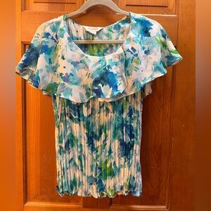 Allison Taylor Blue and Green Abstract Blouse
